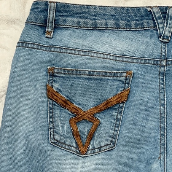 Mossimo Dutti Jeans women’s 8” Rise Embellished  Pockets Size 32 Us EU 42 Flawed - Picture 5 of 12